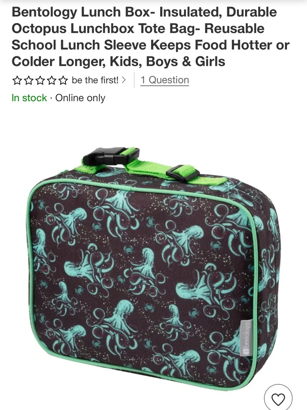 🆕 Bentology Insulated Lunch Bag for Lunchbox NWT